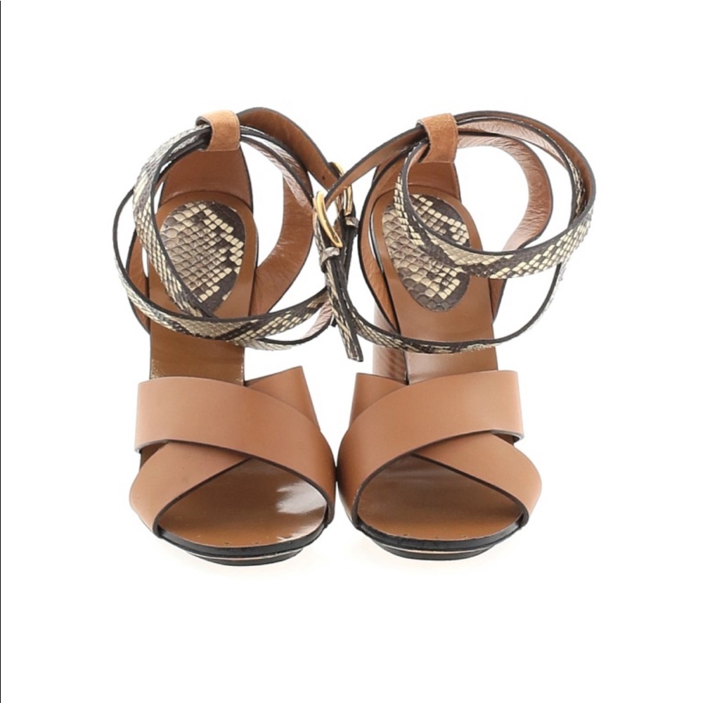 Gucci tan brown block heel sandal 36.5